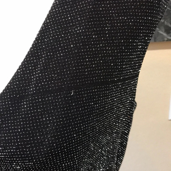 NWT Lauren Ralph Lauren Silver Sparkle Black Cinched Waist V-neck Midi Dress-8 - Picture 10 of 10